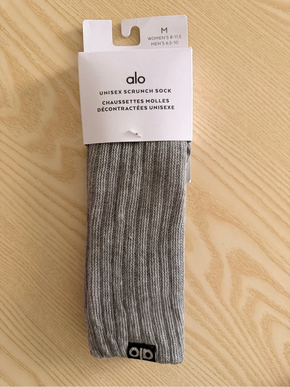 ALO YOGA UNISEX SCRUNCH SOCK-HEATHER GREY BNWT MEDIUM